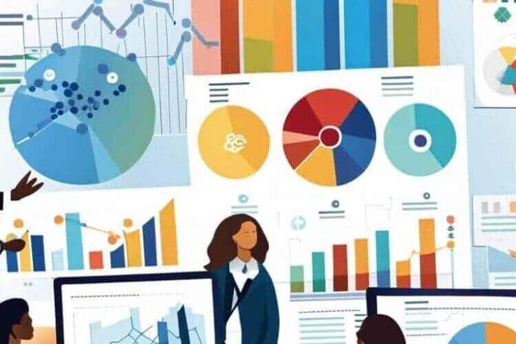 img 2828 Start a nonprofit illustration of a business woman with charts and graphs behind her