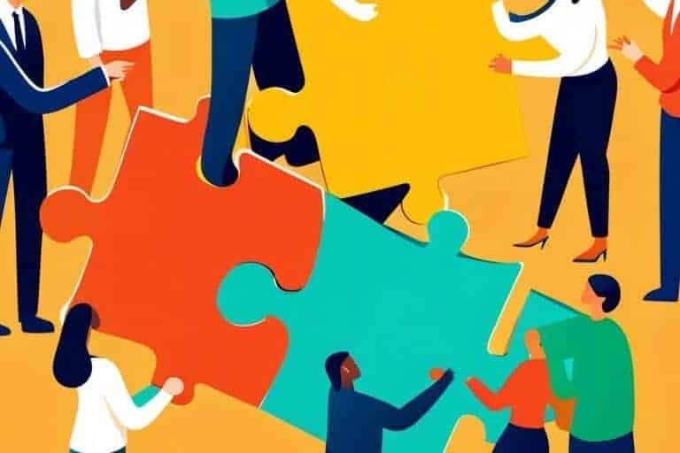 img 2832 Illustration of business people among puzzle pieces