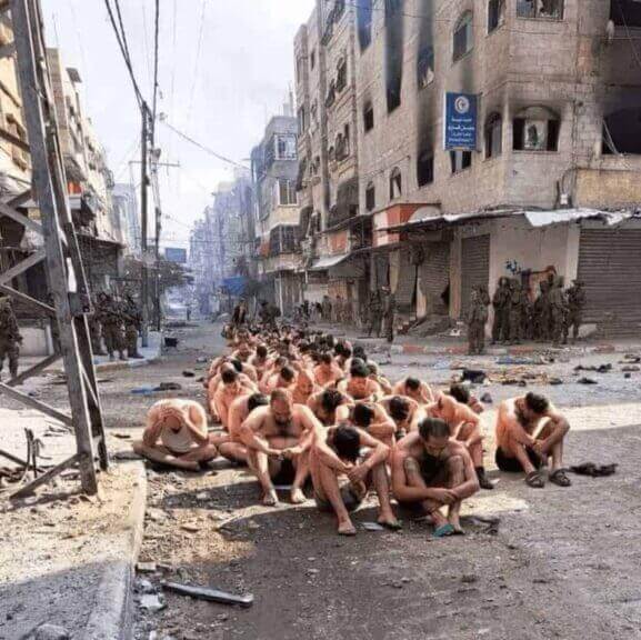 Images of palestinian men stripped down to their underwear, humiliated by idf soldiers surfaced on social media.