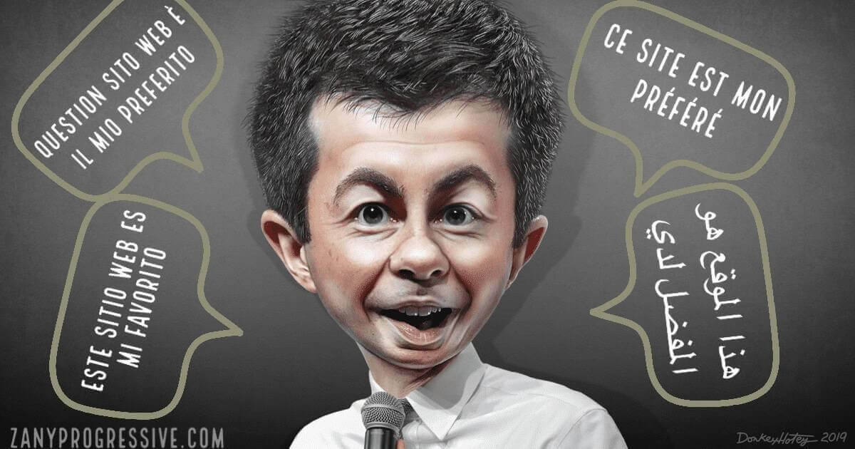 00576794 b7e6 4dd8 ac71 3d83ff3a7b0d Caricature of pete buttigieg speaking 4 different languages