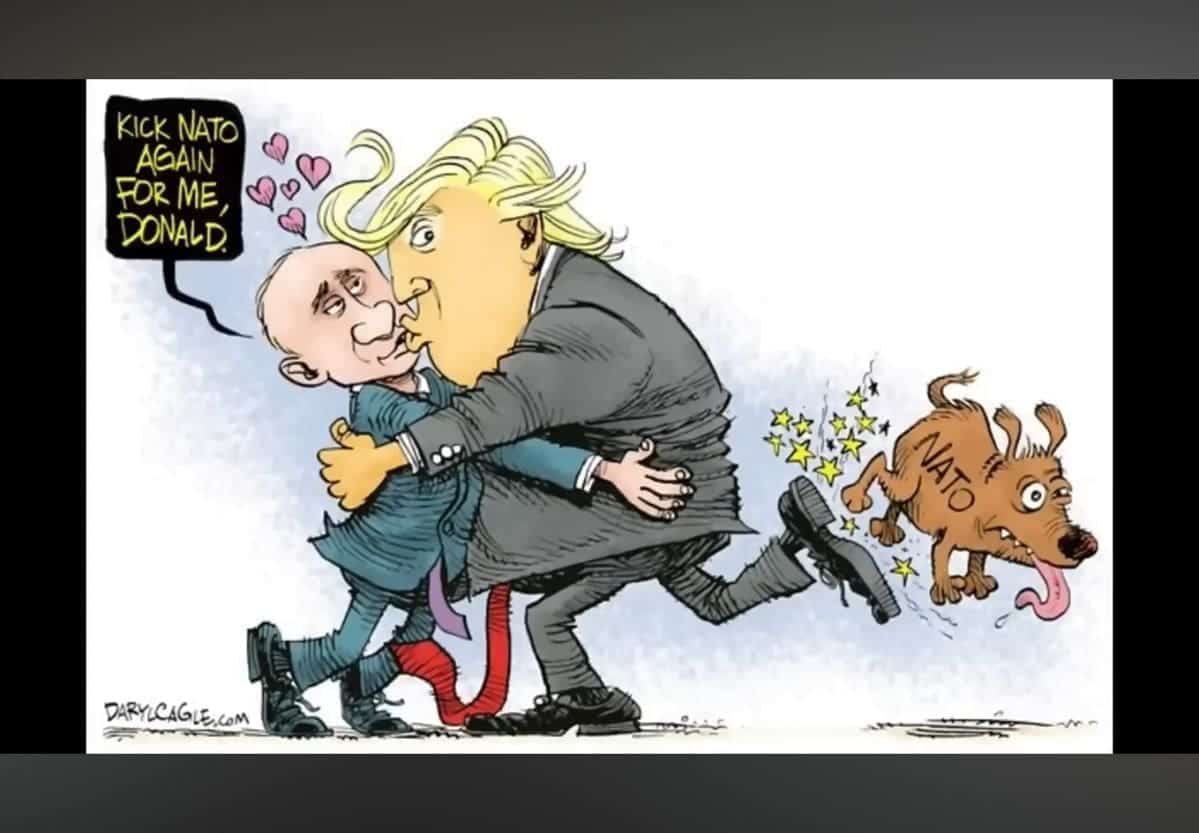 img 6428 Trump hugging putin in a political cartoon