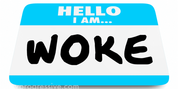 Become a political commentator politics hello i am…nametag with woke on it