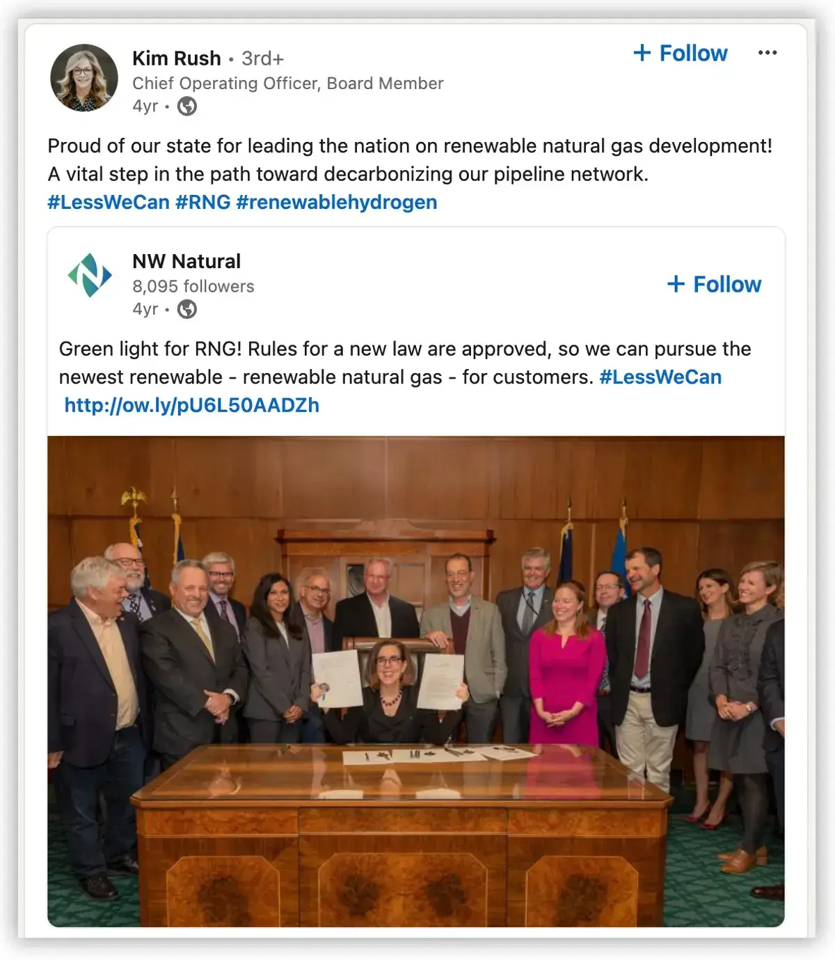 img 7217 Screenshot of the linkedin post with a photo of the bill signing