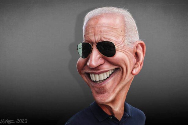 Caricature of president biden wearing sunglasses