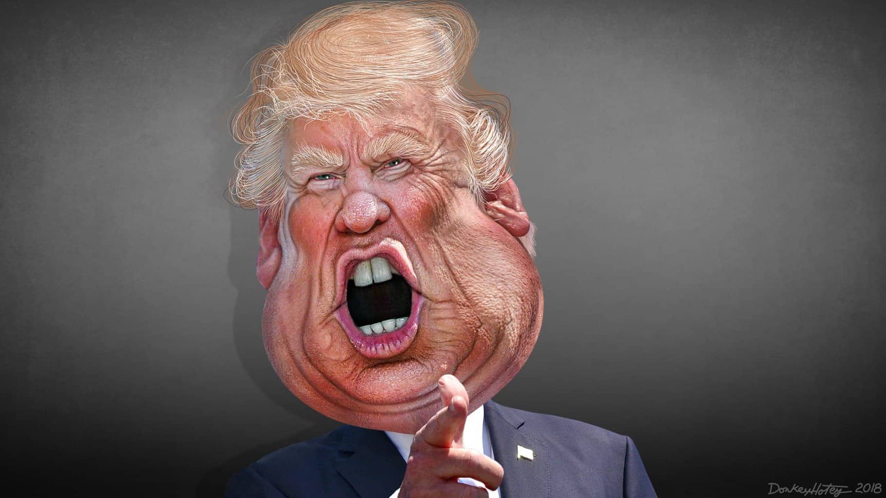 img 8226 Caricature of authoritarian donald trump yelling angrily. Can our constitutional guardrails stop him