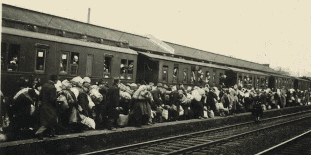 Deportation of jews in bielefeld, germany, on dec. 13, 1941.