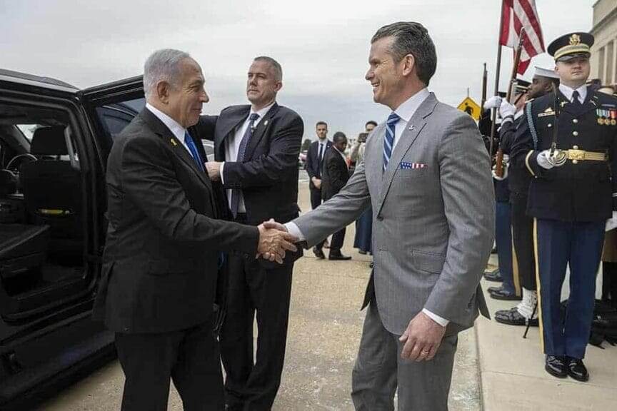 netanyahu hegseth Benjamin netanyahu being greeted by secretary of defense pete hegseth
