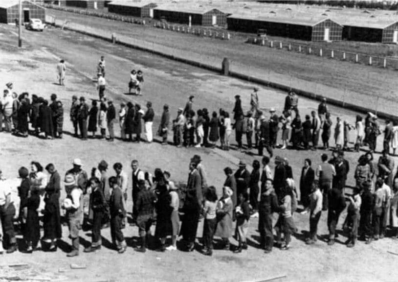 Japanese internment camp line for the mess hall.