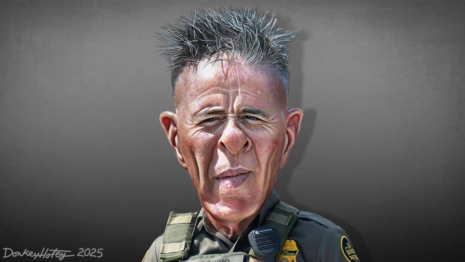 Caricature of greg bovino, head of border patrol