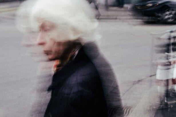 Family member with dementia elderly woman with a blurring effect on the photo