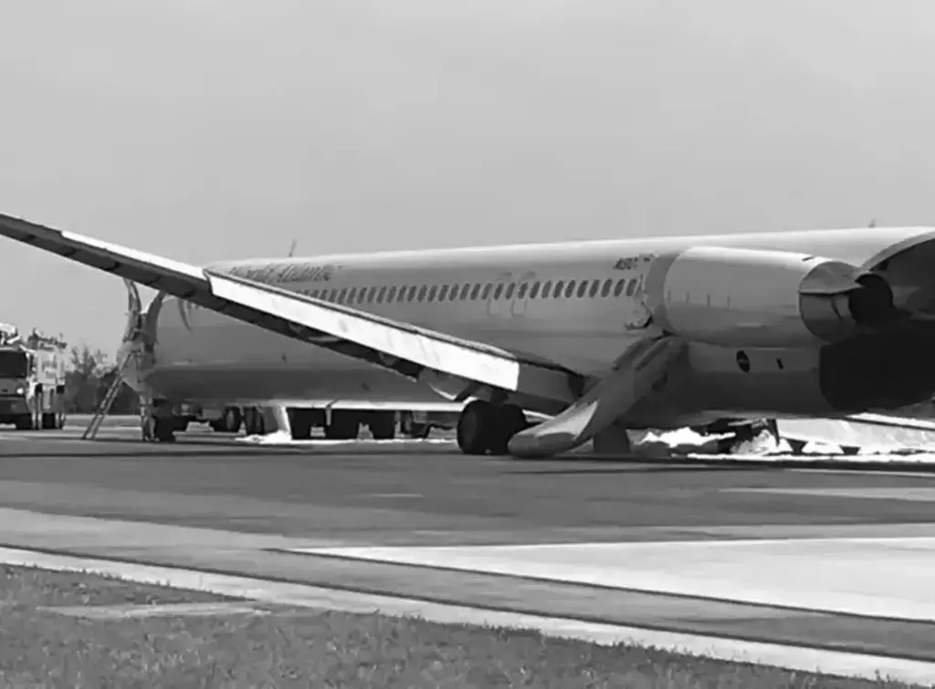 ice air plane Black and white photo of an ice air plane