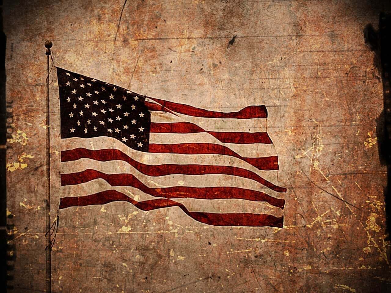 American flag over parchment paper. Ruling on birthright citizenship