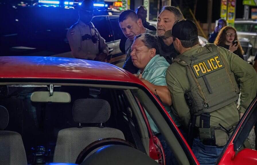 ice arrests nashville man Agents push a man against his car during one of the ice traffic stops in nashville.