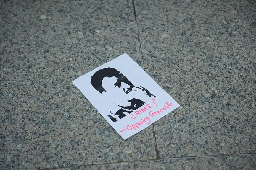 mahmoud khalil doxxed anti palestinian group Mahmoud khalil protest poster. Anti-palestinian groups doxxed him and others. How to protect democracy