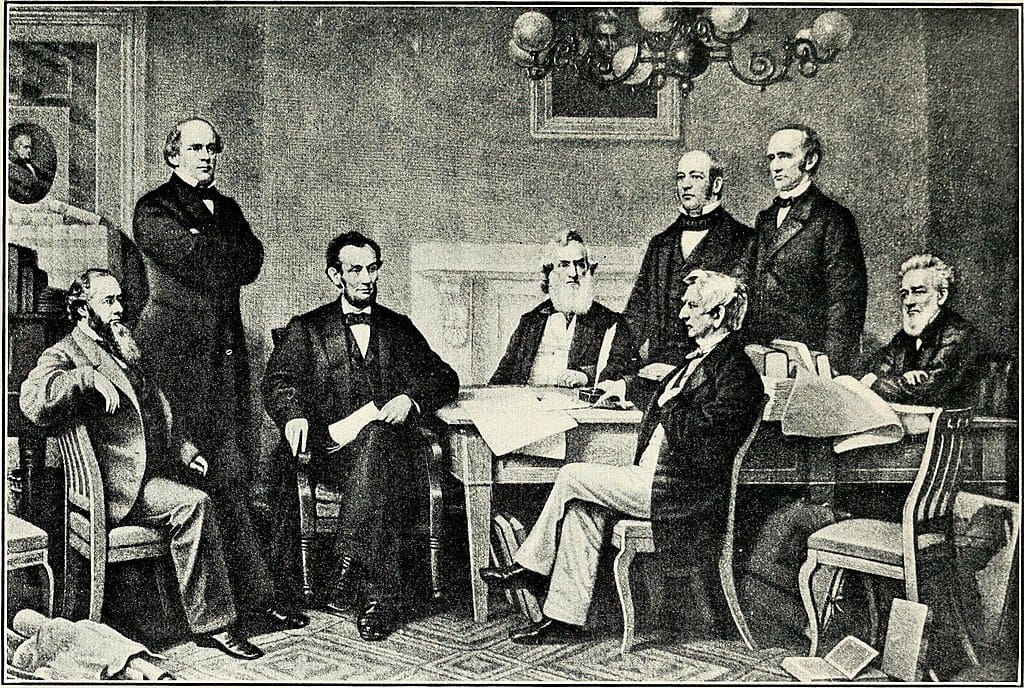 lincoln declares martial law Abraham lincoln declares martial law. Illustration from a book.