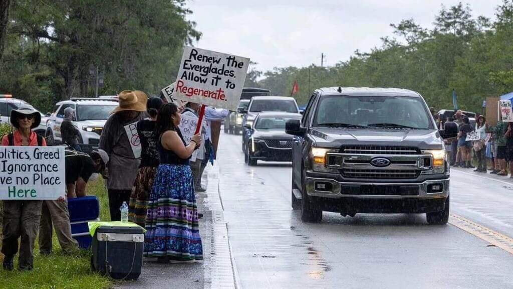 alligator protest Miccosukee tribe joins protest against alligator alcatraz