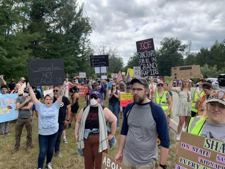 Ice protest in baldwin michigan