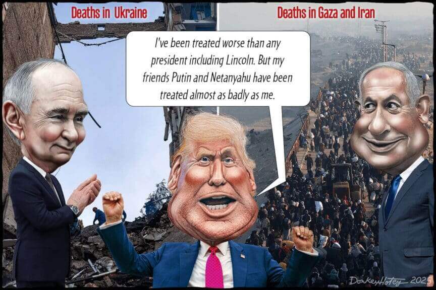 Illustration of putin, trump, and netanyahu troops to poland canceled