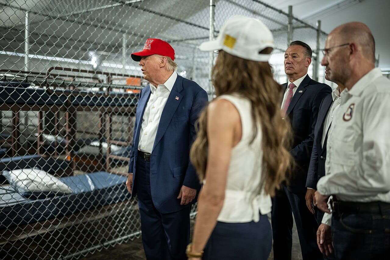 Donald trump at a tour of alligator alcatraz