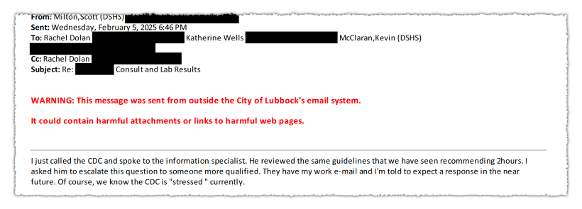 cdc measles Screenshot of a cdc email