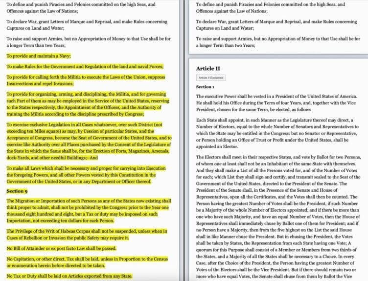 constitution missing from government website Us constitution sections missing on government website highlighted