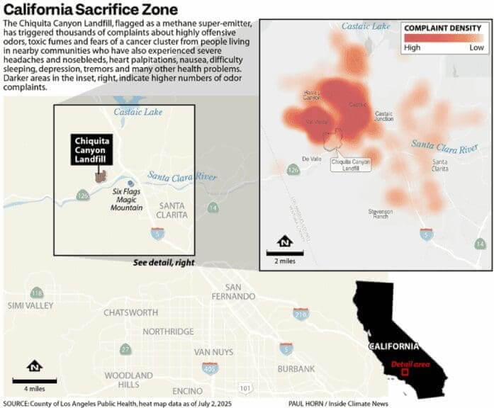 landfill map Map showing the california sacrifice zone.