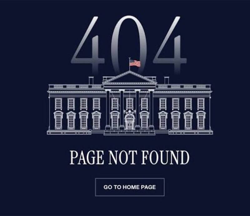 wh 404 page White house 404 error