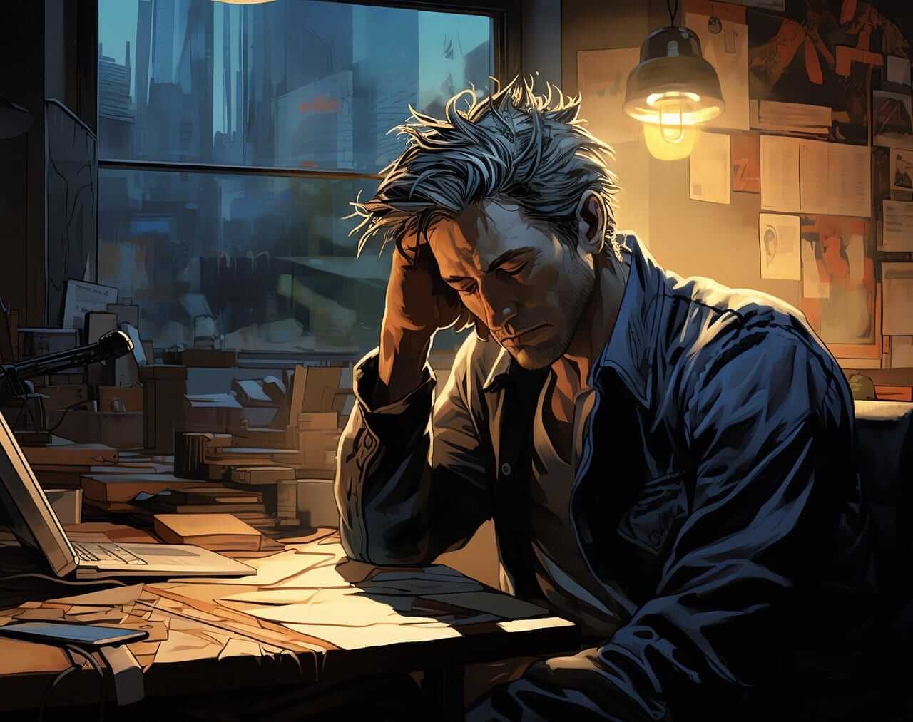Ai-generated image of a man stressing out about bills