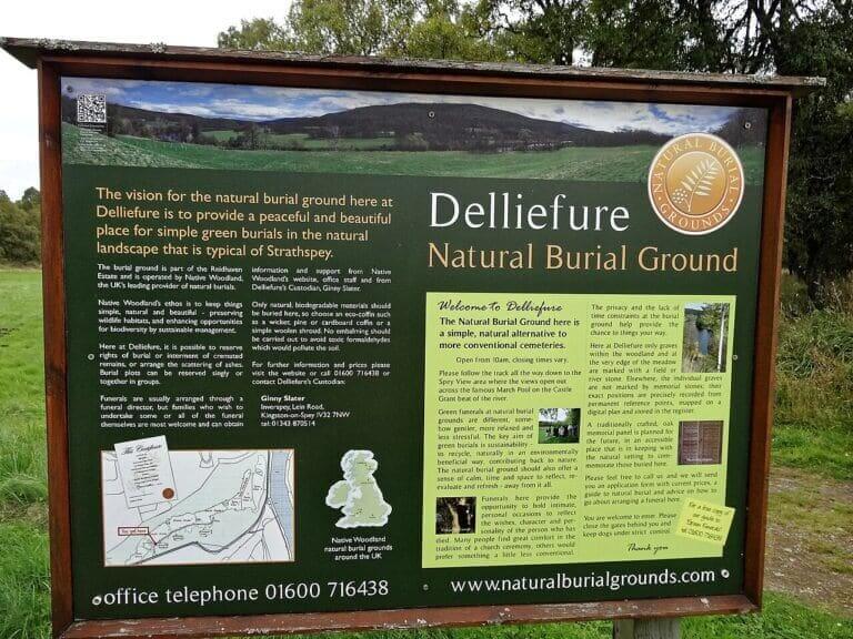 Sign for green burials in uk