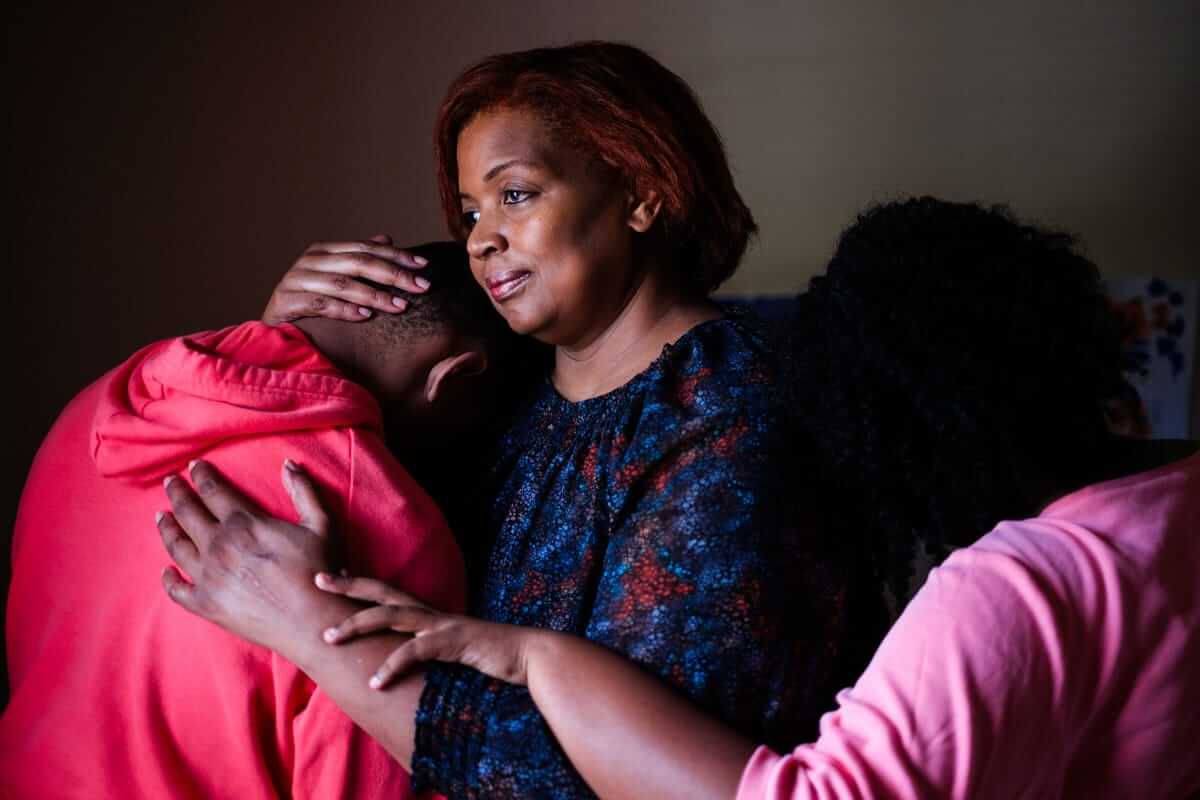 Mother and twins with autism