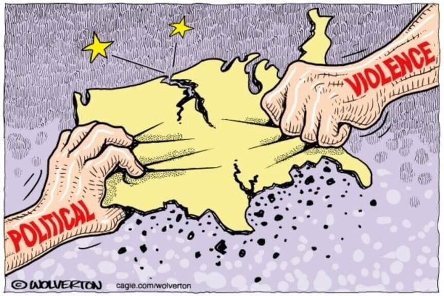 Political violence cartoon