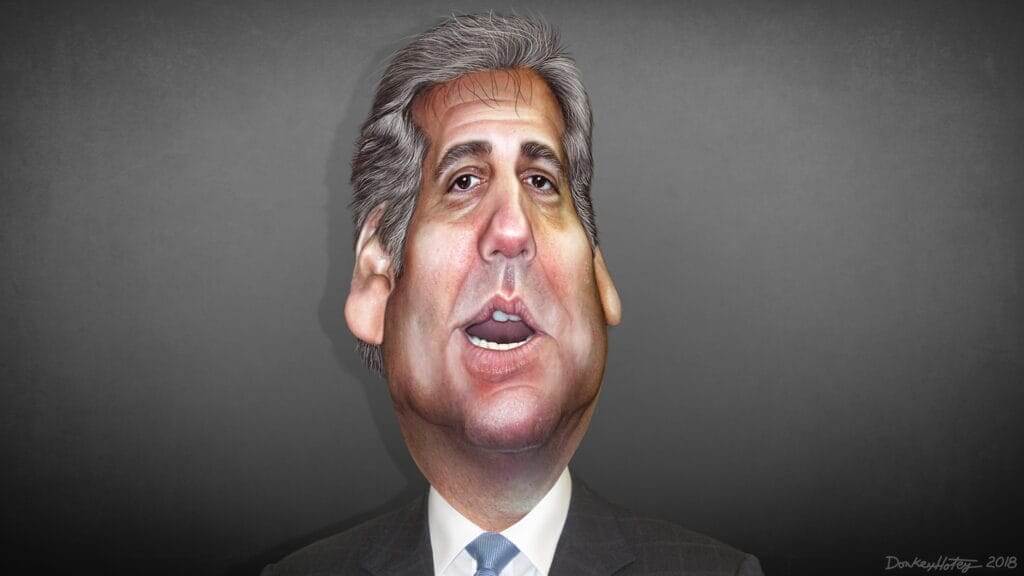 Caricature of michael cohen. Robert mueller investigation