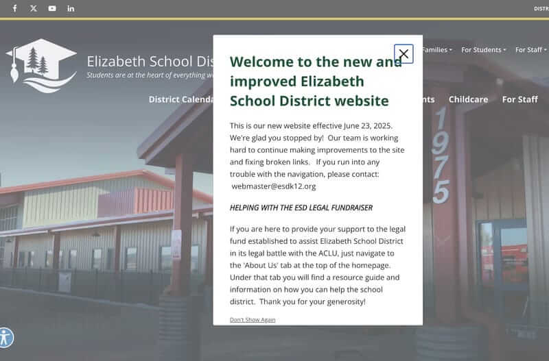 colorado school district Elizabeth school district website screenshot
