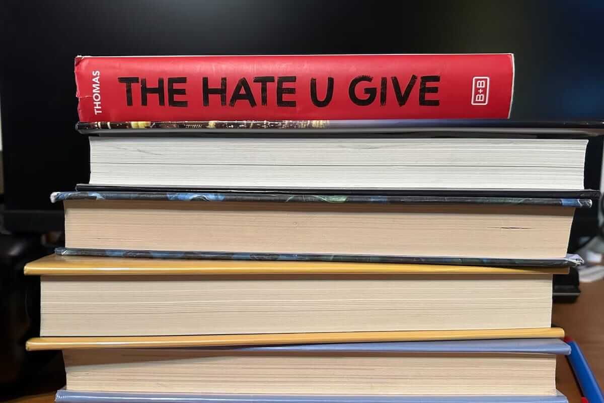 Stack of library books