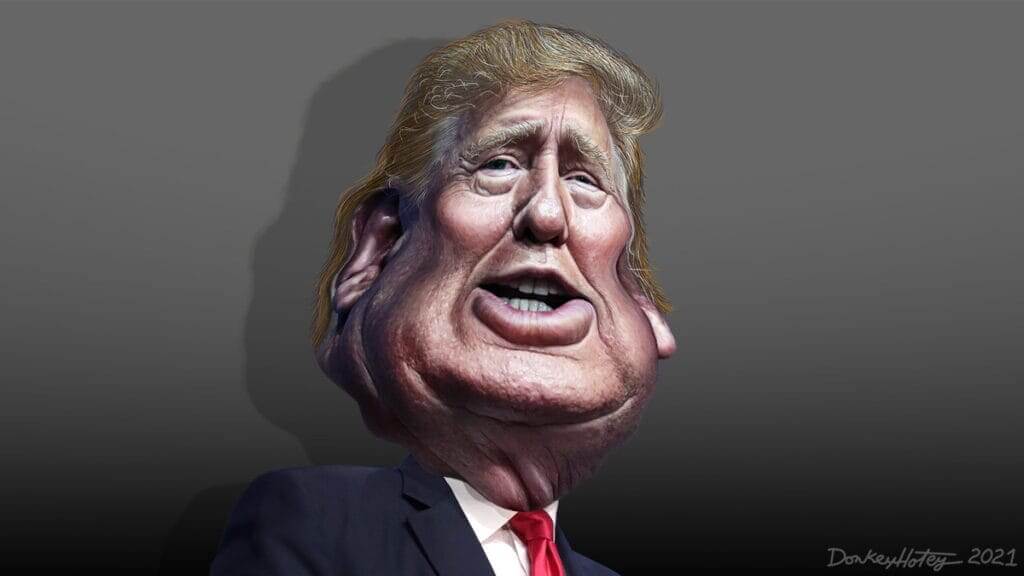 new caricature trump 2025 Green new scam donald trump caricature