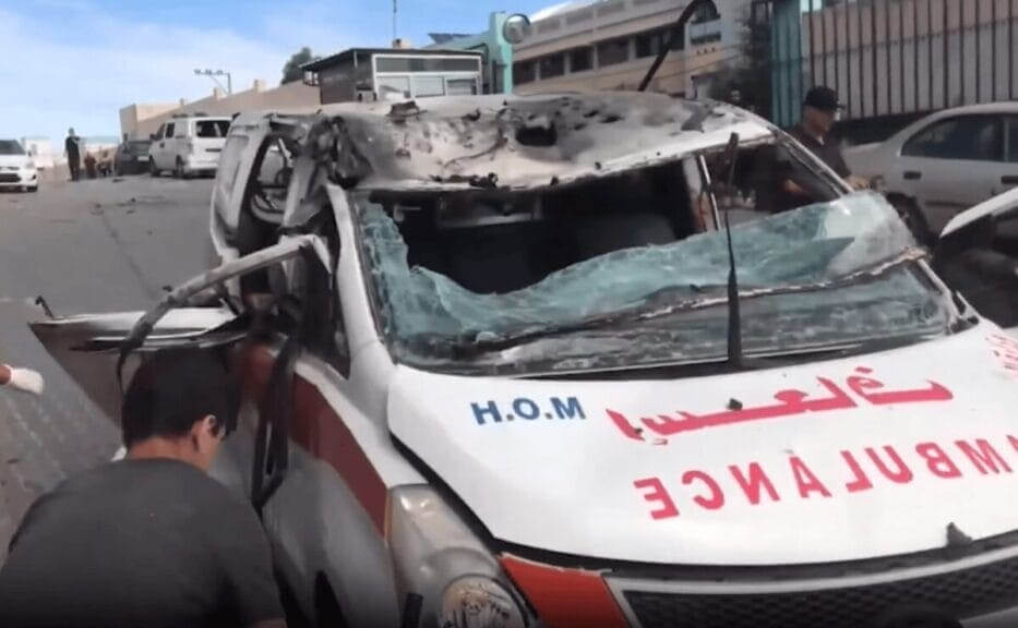 Ambulance that was bombed in gaza. Now israel is killing paramedics in lebanon