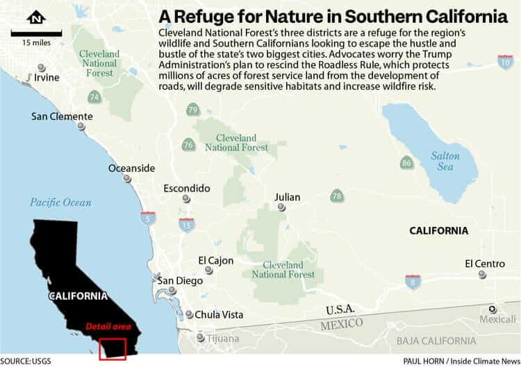 Map of forests in california