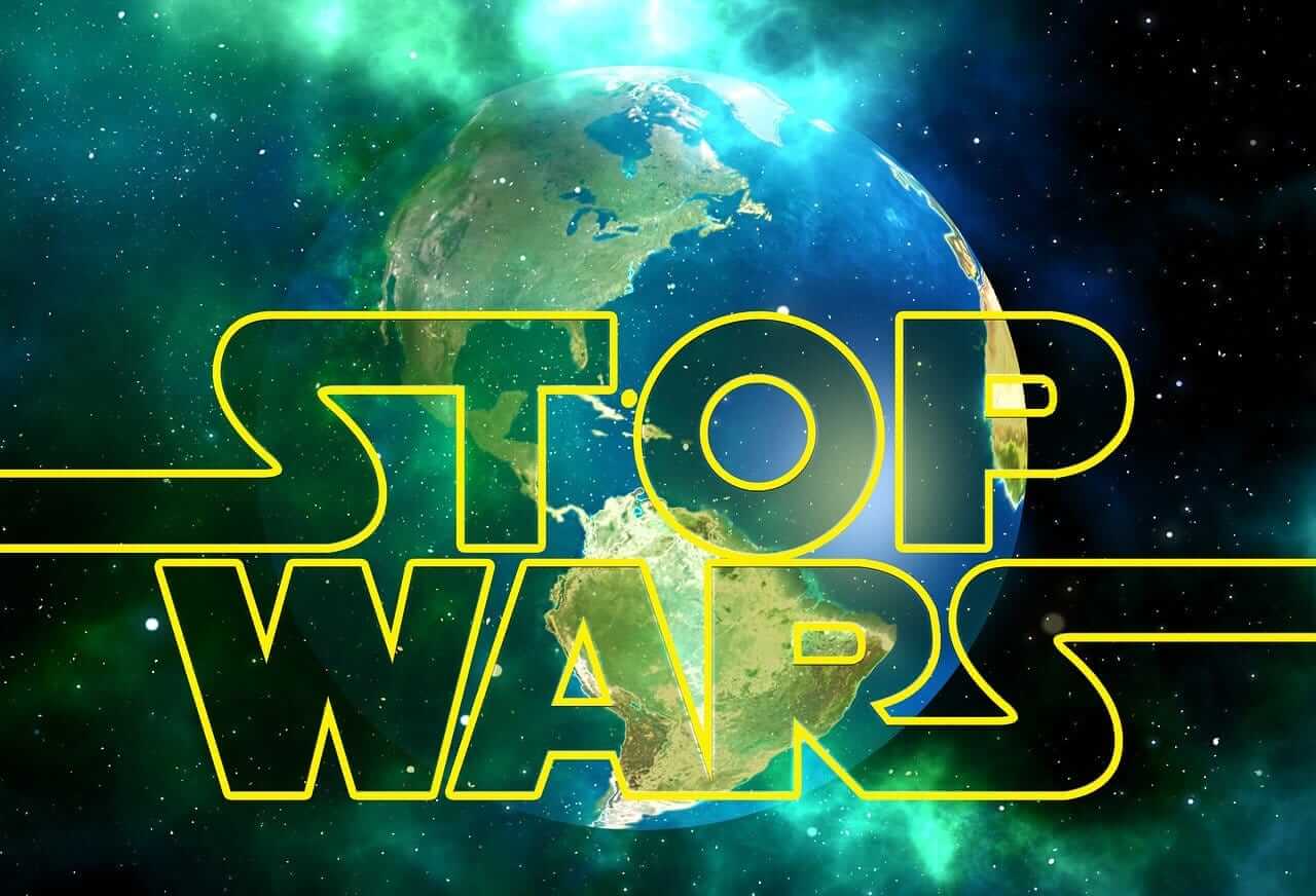 If ruwomen led the world. Star wars logo but with stop wars instead