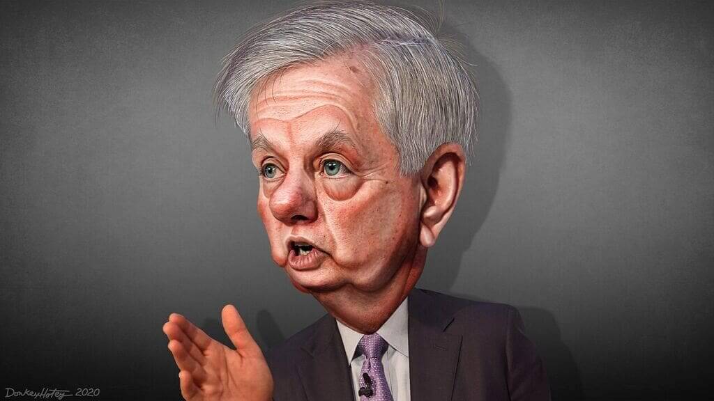 Caricature of lindsey graham died