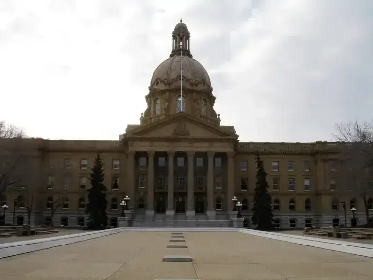 government building canada Alberta legislature, facing the front entrance.