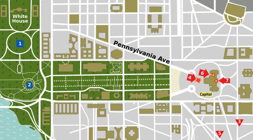 jan 6 map Map of jan 6 attack on the us capitol