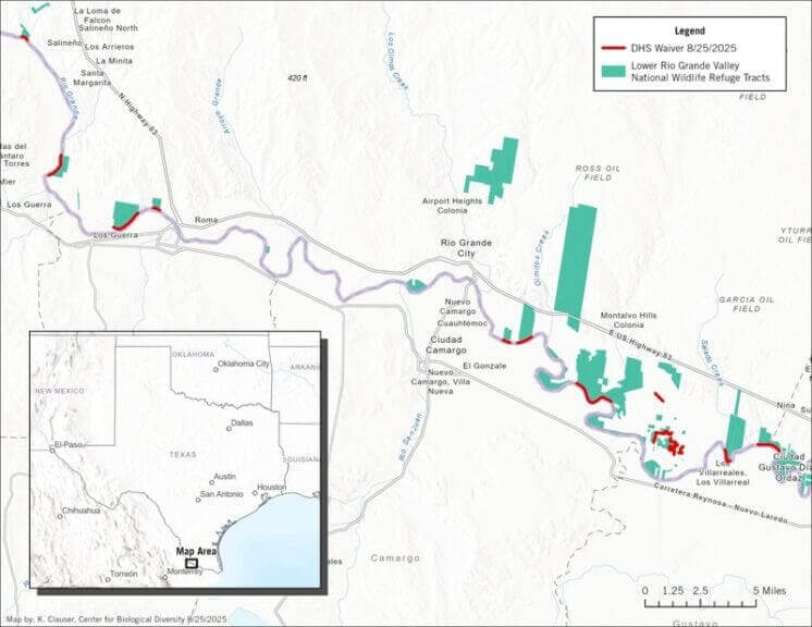 Map showing areas where the act was waived
