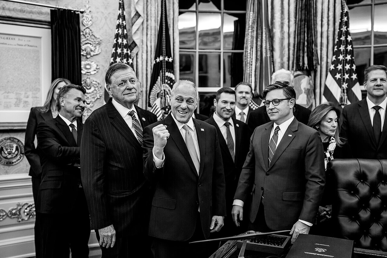 David sacks standing next to mike johnson in the oval office.