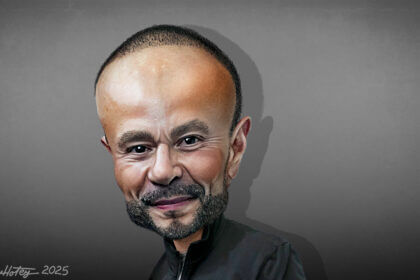 Caricature of dan bongino cornered by maga