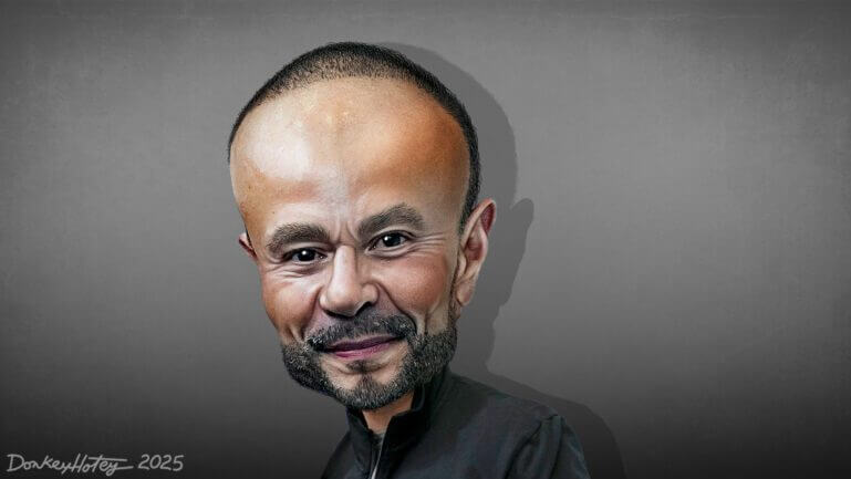 Caricature of dan bongino cornered by maga