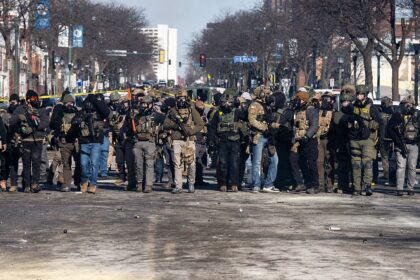 Line of federal agents in minneapolis, minnesota.
