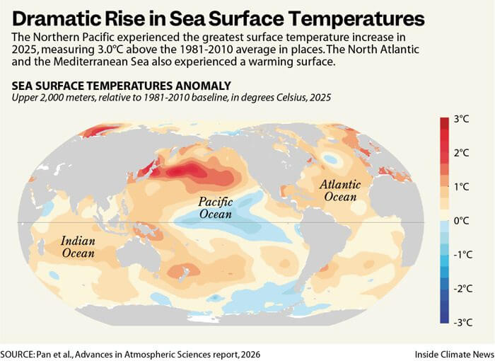 ocean warming map Ocean warming data on a map
