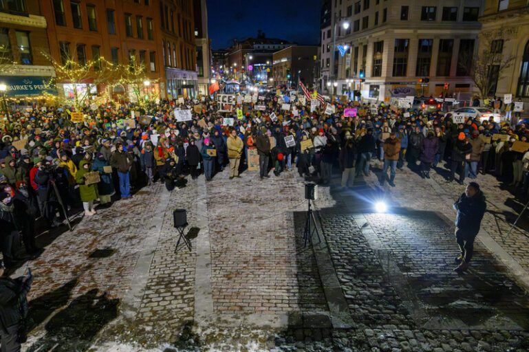 protest maine street snow Thousands protest ice in maine