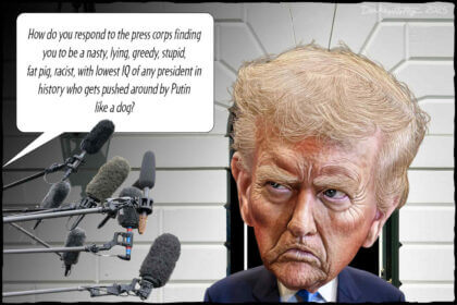 Caricature of trump and the press. Great healthcare plan