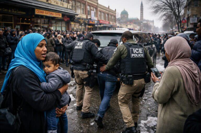 Ai-generated image of immigration enforcement operations in minnesota